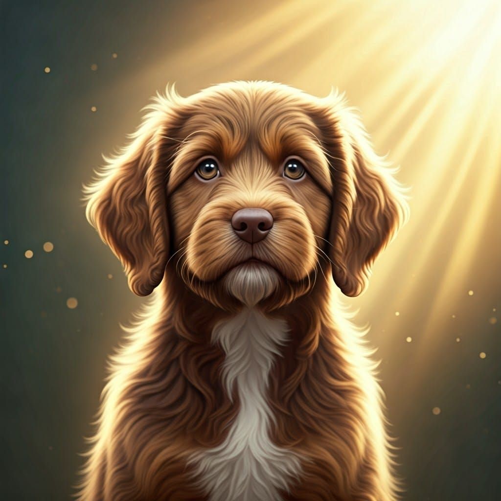 Adorable Labradoodle with Divine Aura