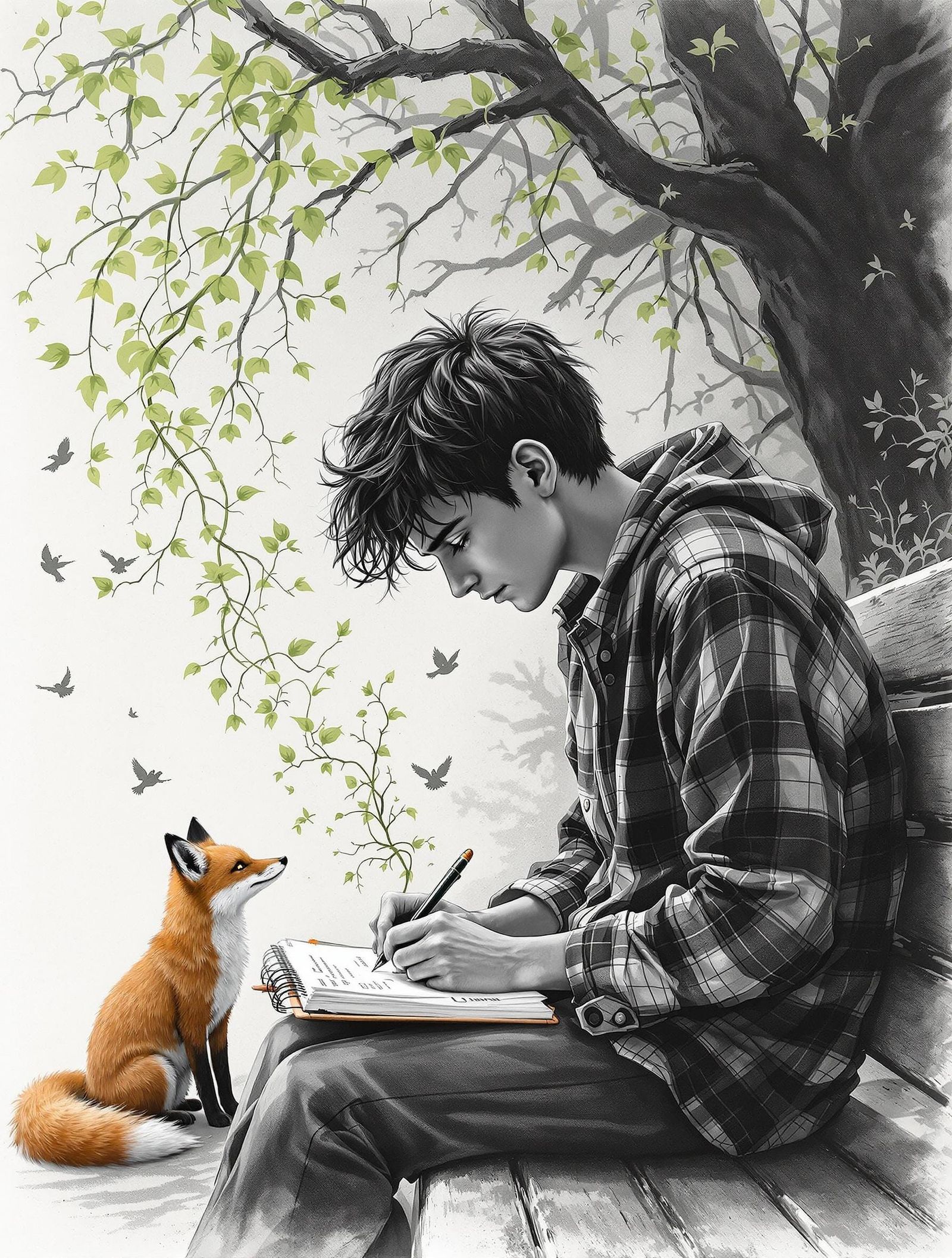 Boy's Charcoal Sketches Come to Life with Digital Color