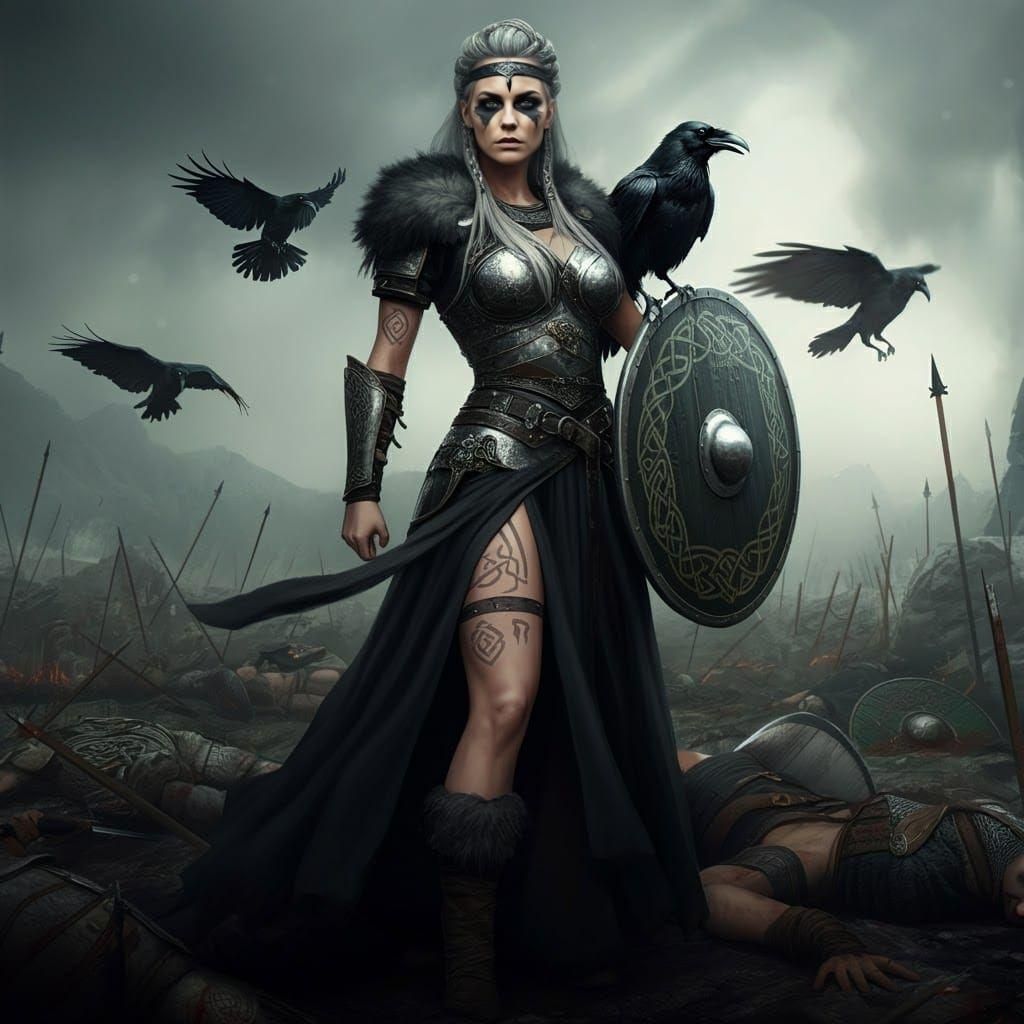 Celtic War Goddess Cathubodua on Battlefield