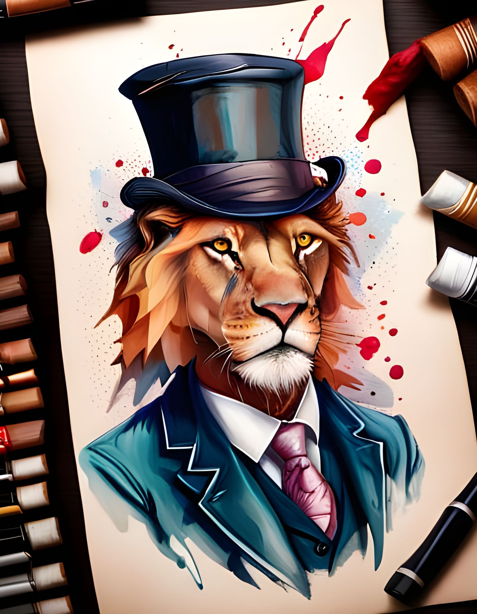 Lion with a top hat