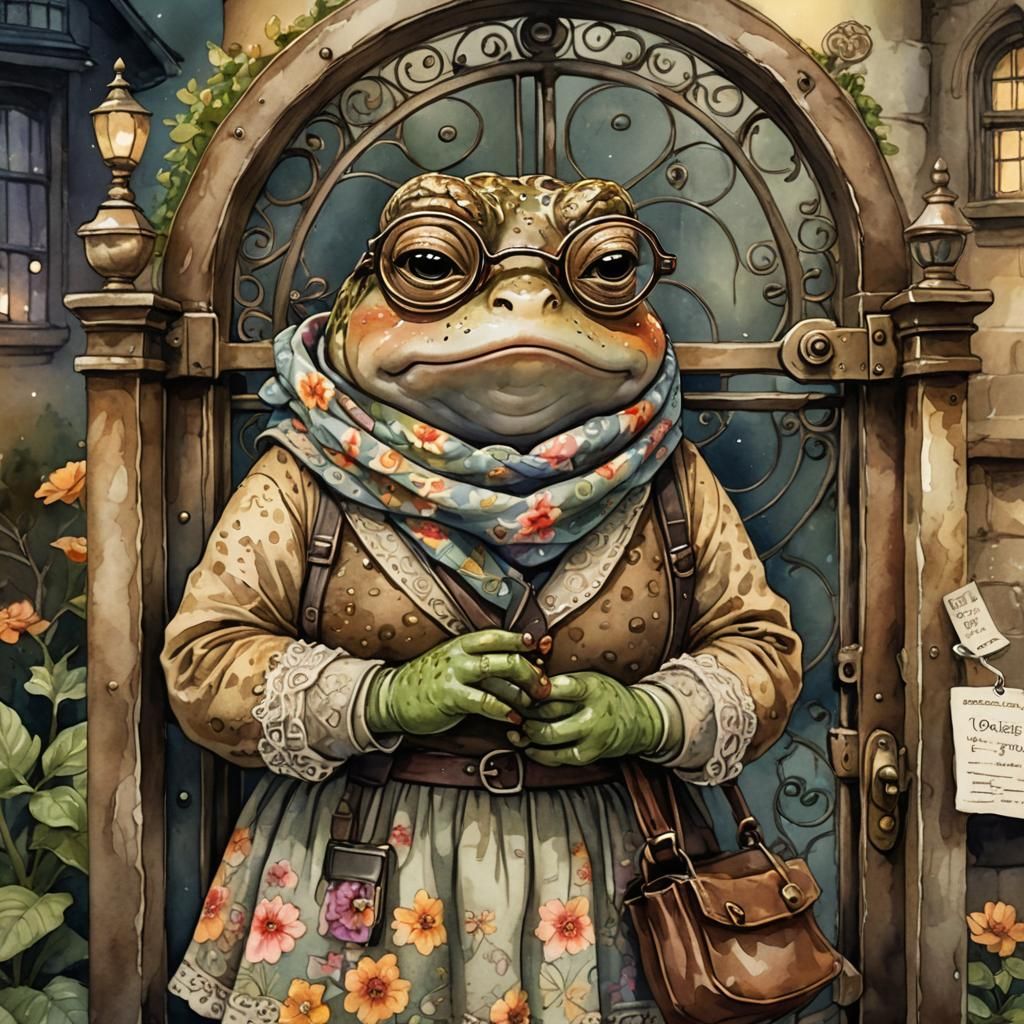 Toad Concierge in Watercolor Style