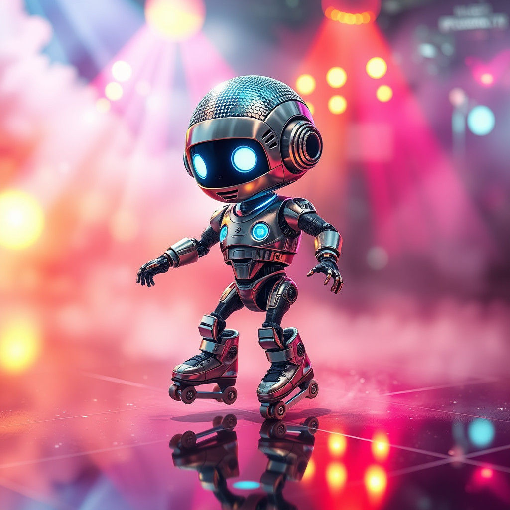 Robot Dances on Disco Floor as Digital Art