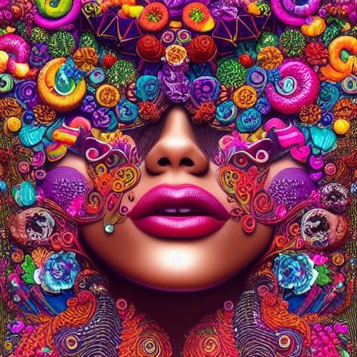 Candy Girl: Hyperrealistic Liquid and Flower Portrait