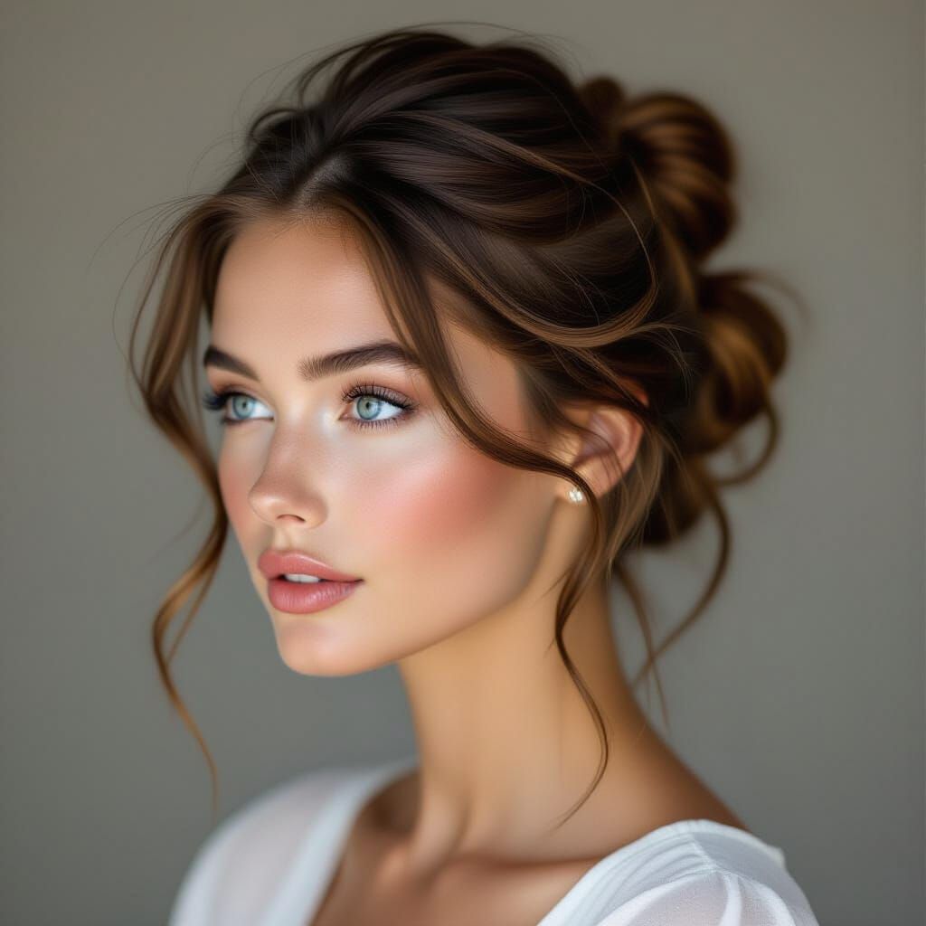 Elegant Portrait of a British Model in Naturalistic Style