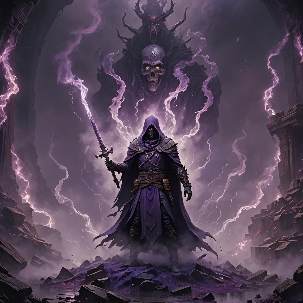 Purple Abyss Necromancer: Dark Fantasy Concept Art