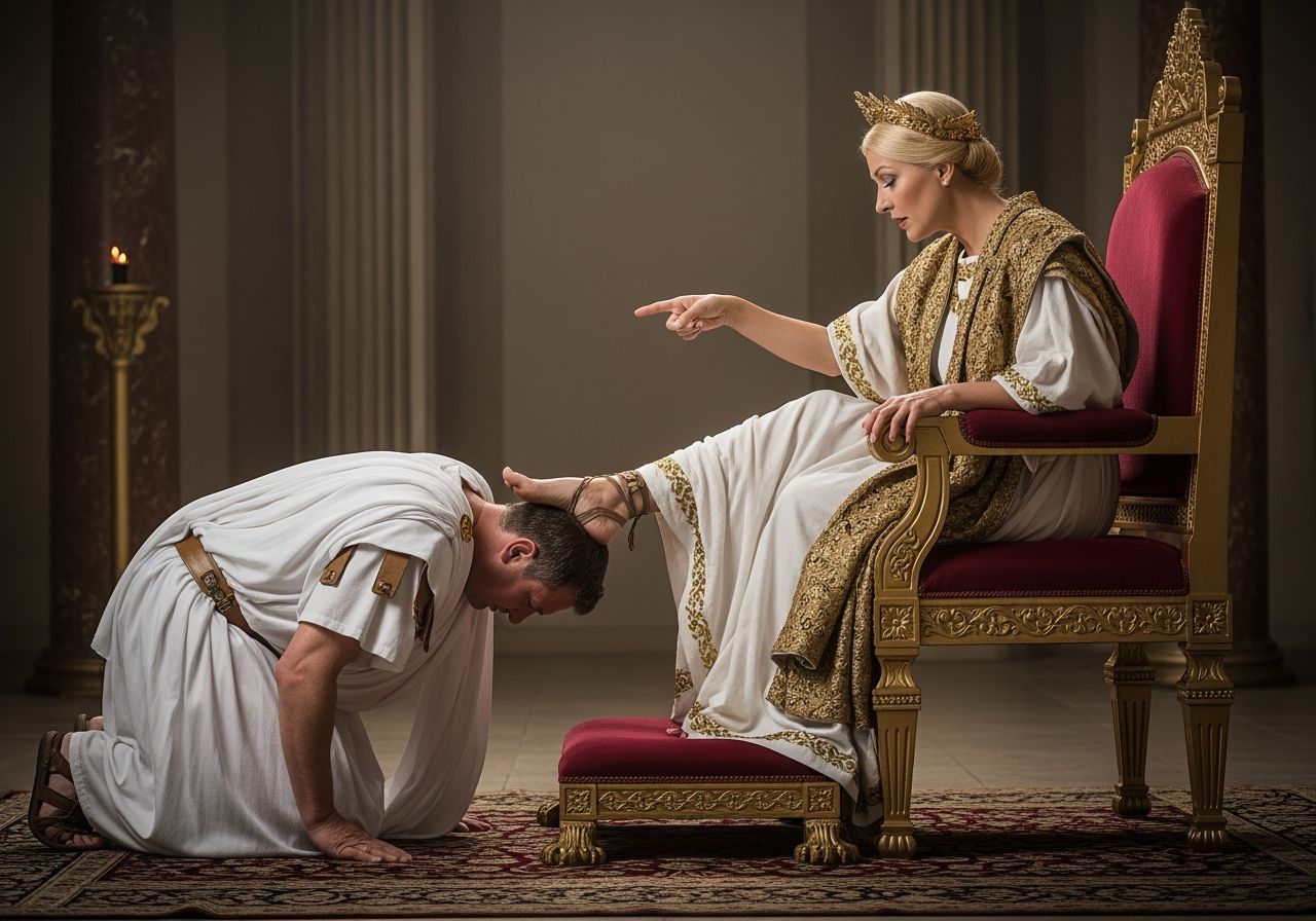 Empress Dominates Senator in Ancient Rome, Professional Phot...