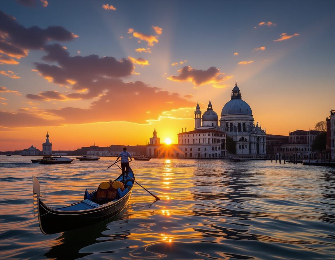 Venice Gondola at Sunset: Canaletto-Inspired Realism