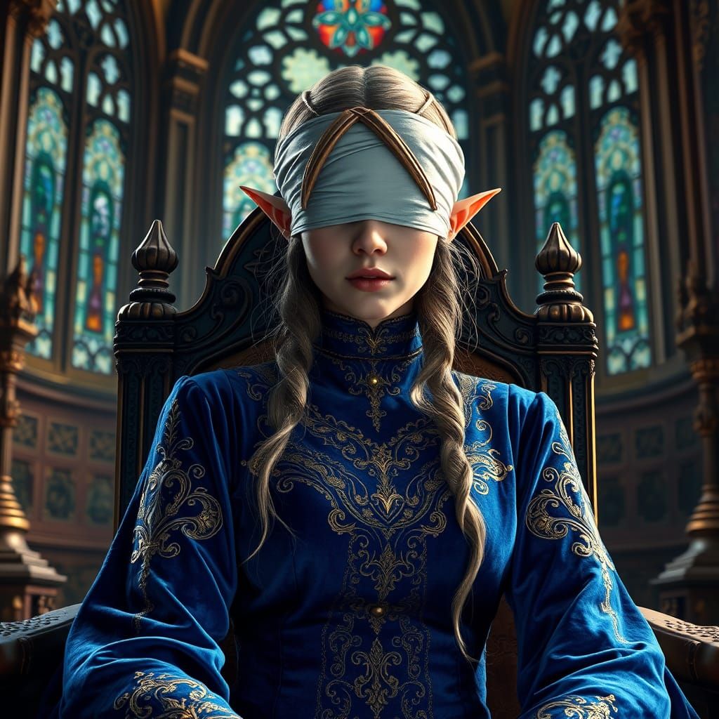 High-Elf Queen in Throne Room, Fantasy Art