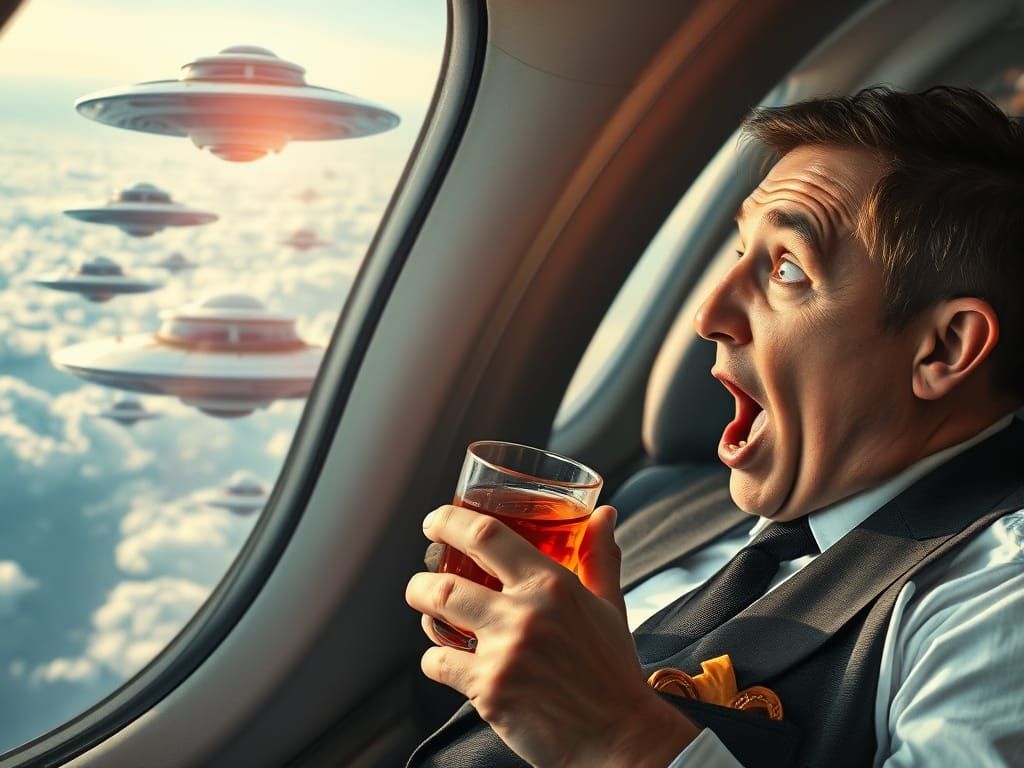 Shocked Businessman Sees UFOs from Airplane Window