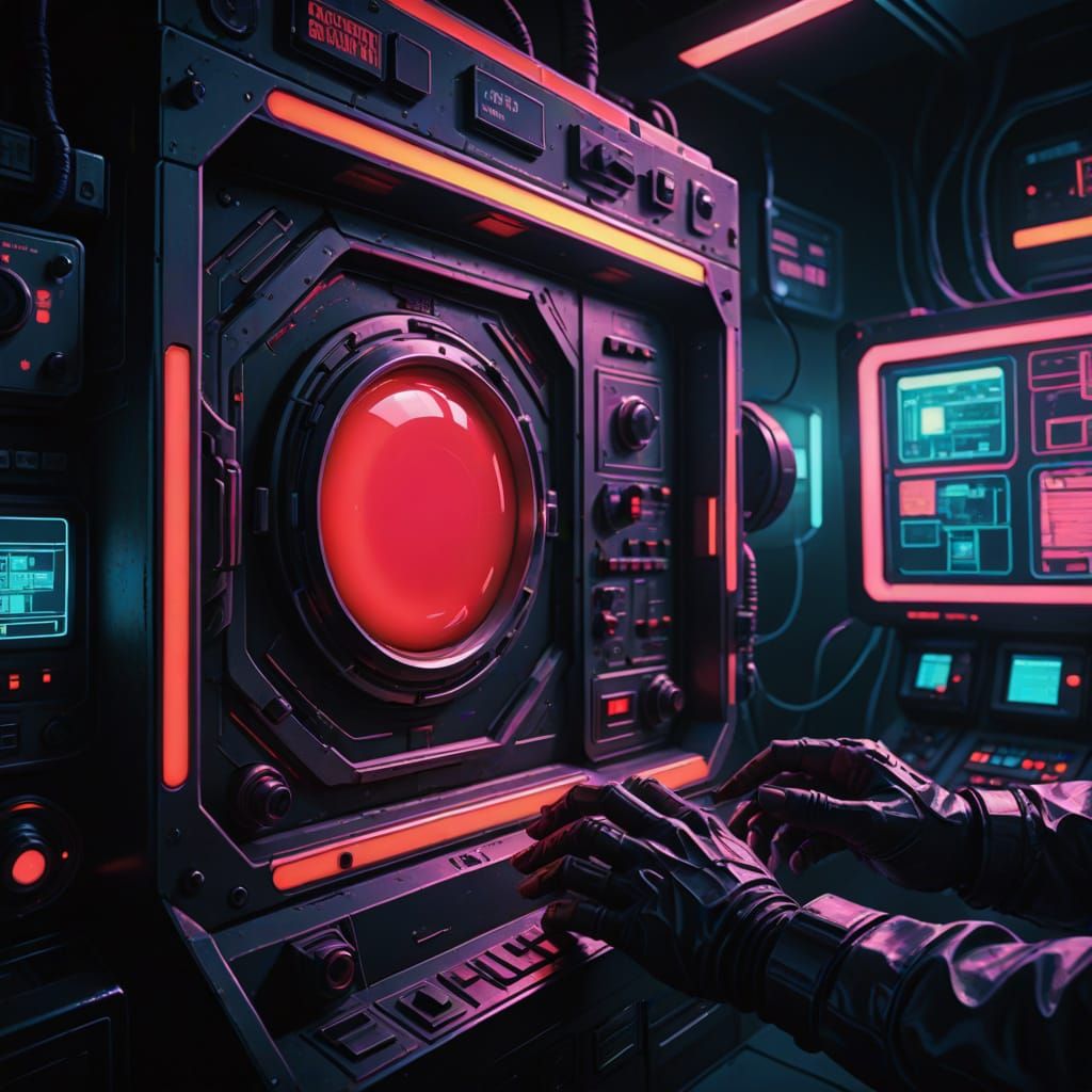 Retro-Futuristic Astronaut at the Controls
