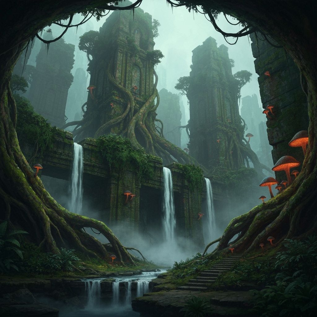 Ancient Lost City Overgrown by Jungle