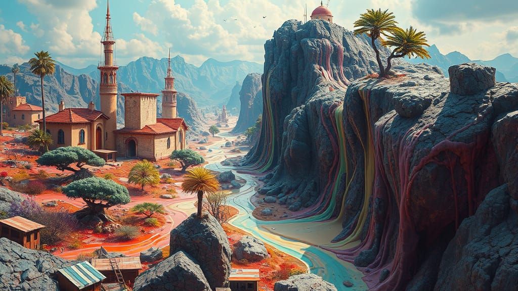 Surreal Melting World in Vibrant Dreamlike Realism