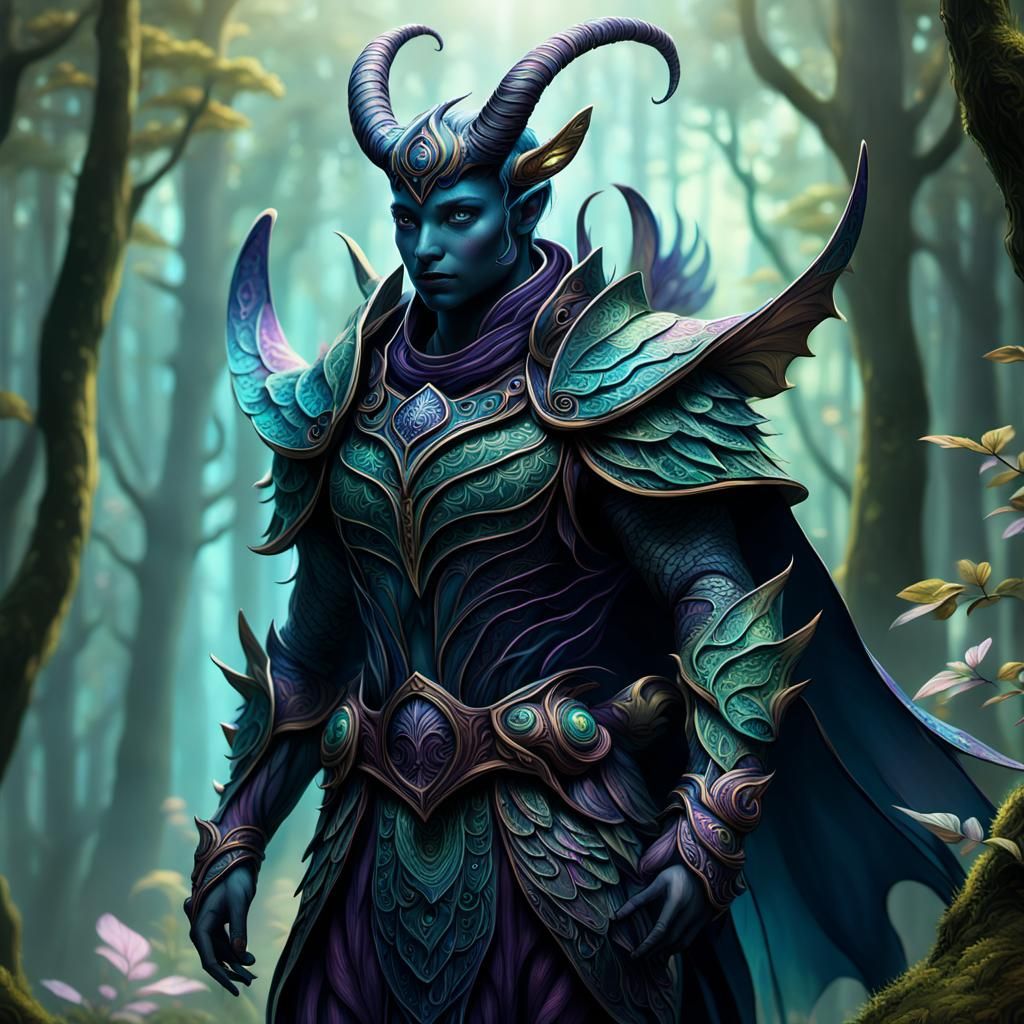 Mystical Forest Creature with Iridescent Scales