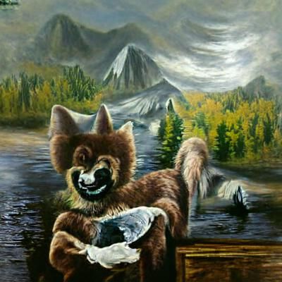 Anthro Wolf Oil Painting Landscape