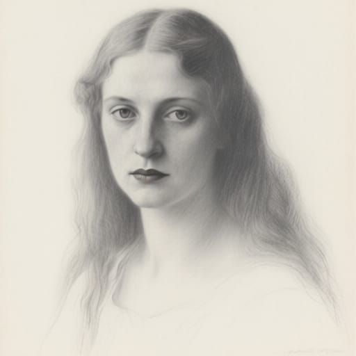 Ethereal Pencil Portrait of a Woman with Haunting Eyes
