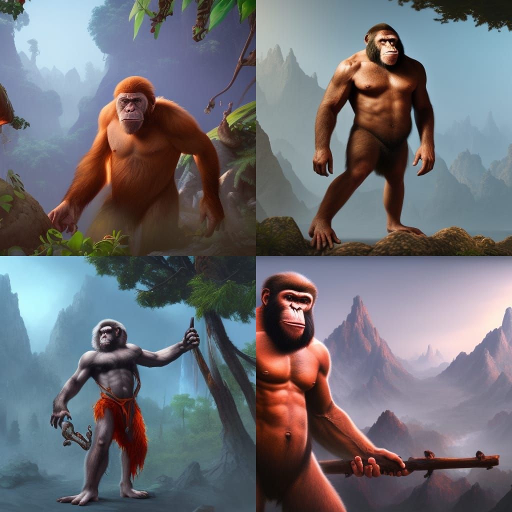 Fantastical Ape-Man Matte Painting in Deep Color