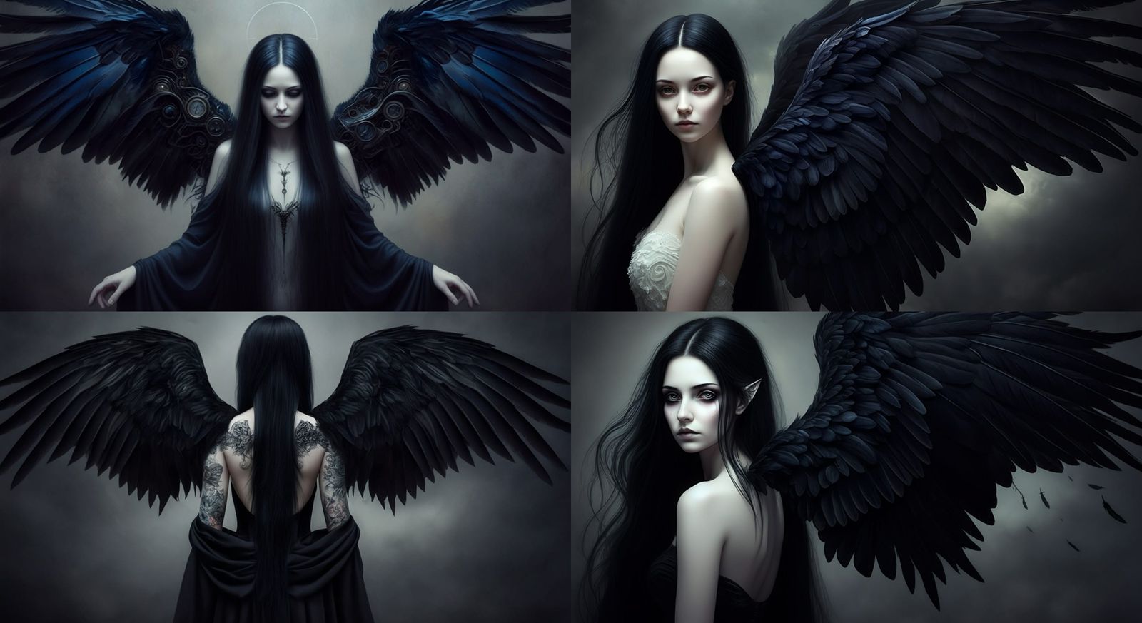 Dark Fantasy Goddess with Raven Wings