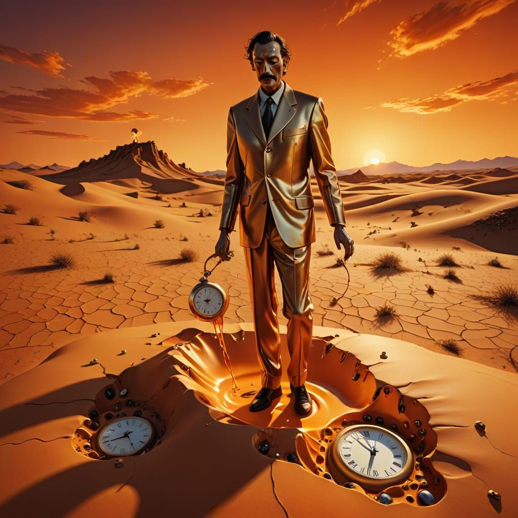 Surreal Desert Meltdown in Vibrant Orange