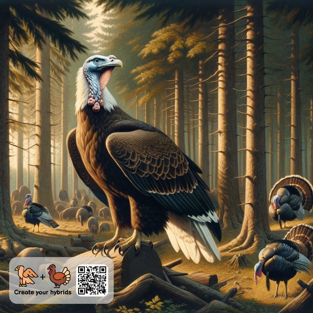 Surreal Turkey-Eagle Hybrid Creature