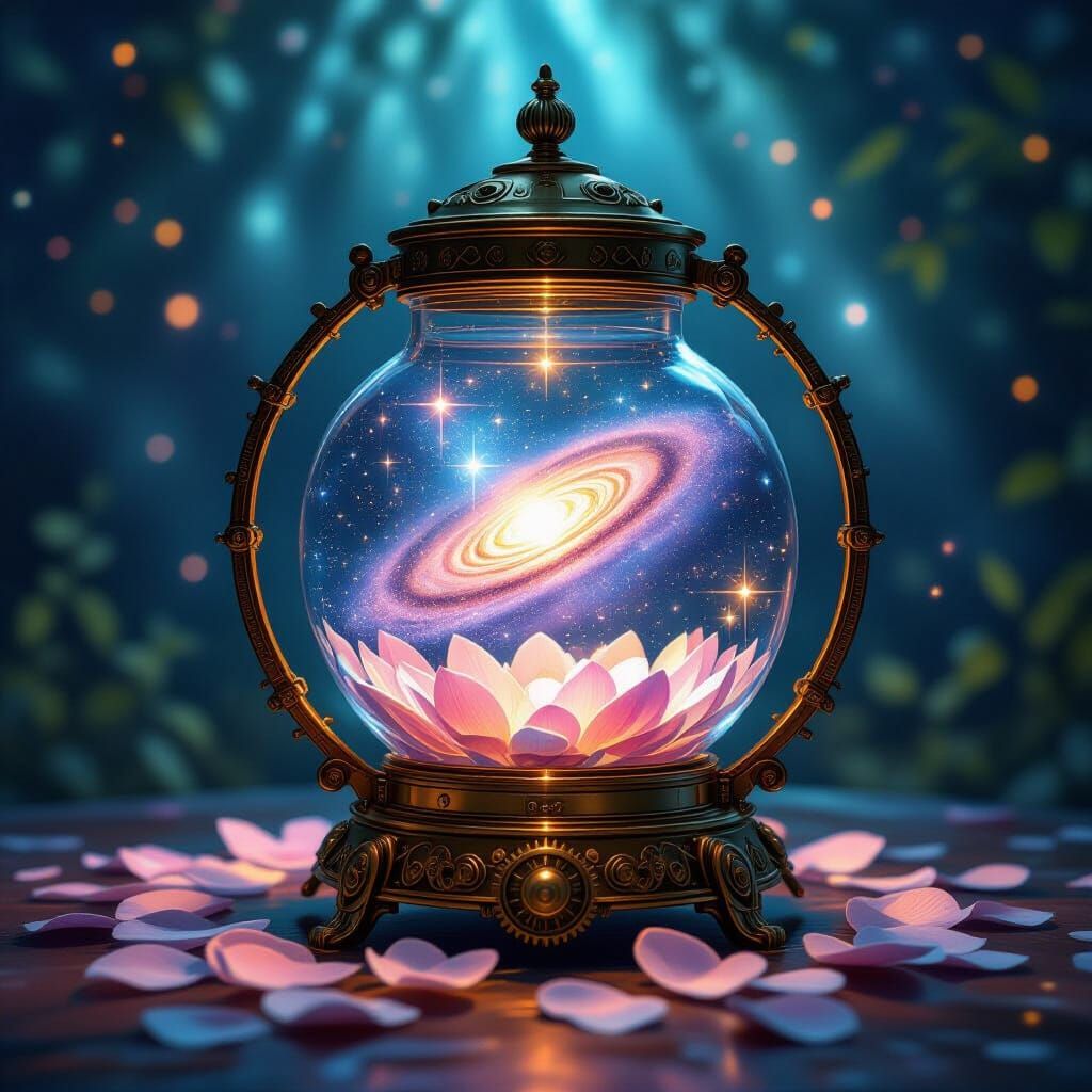 Automaton Carries Luminous Jar of Galaxies