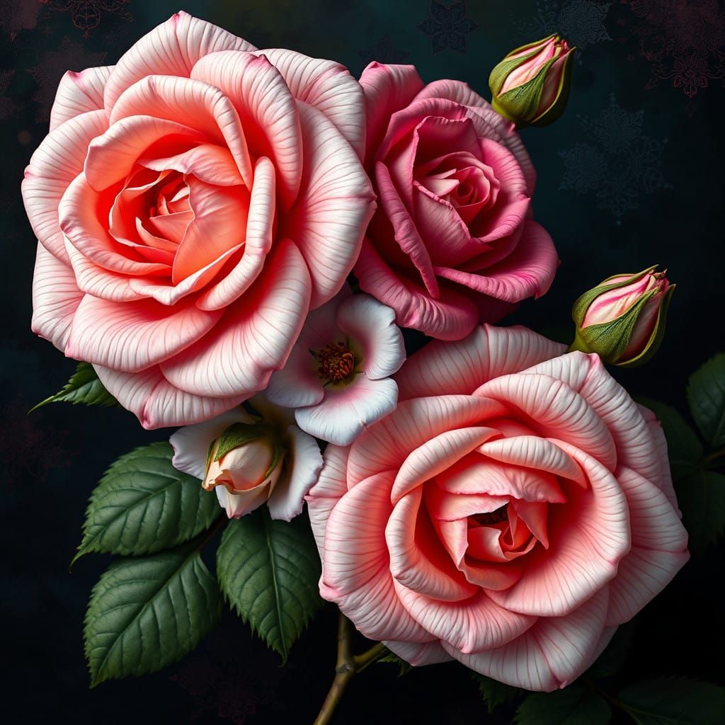 Surreal Roses in Elegant, Highly Detailed Cyberpunk Style