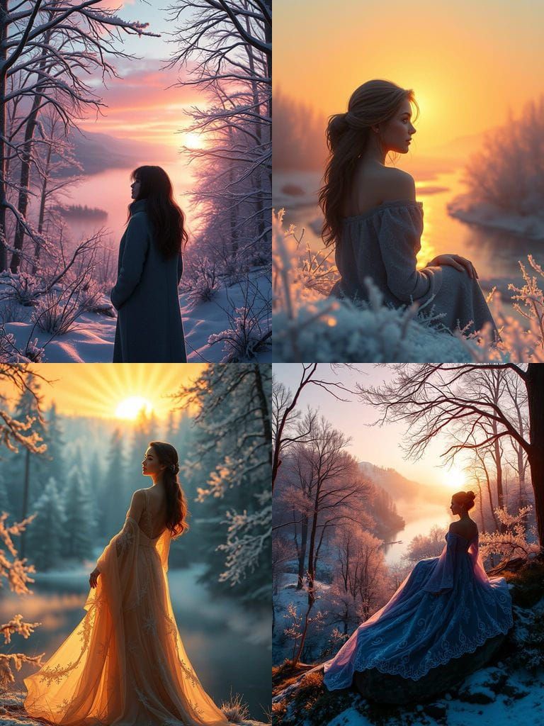 Serene Lady Contemplates Nature's Beauty Amidst a Radiant Su...