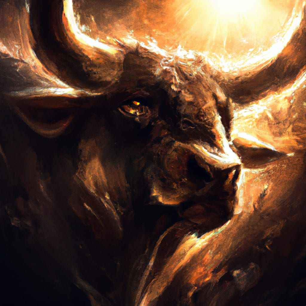 Majestic Minotaur in Dark Desert Landscape