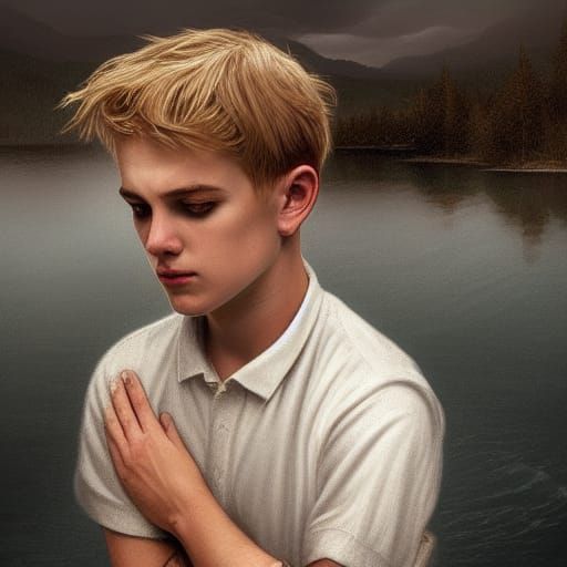 Sad Lighthouse Keeper Portrait in Hyperdetailed Digital Art