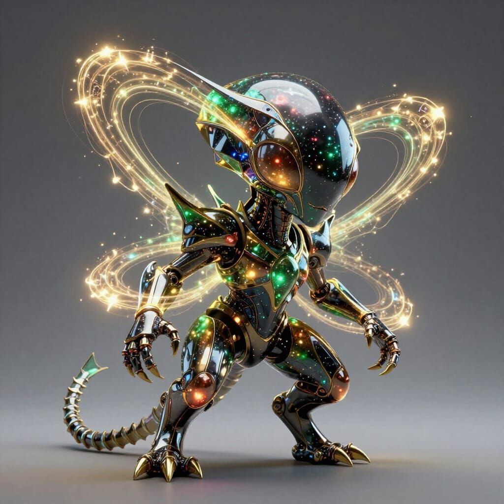 Hyperrealistic Alien Creature NFT: Crystalline Metallic Desi...