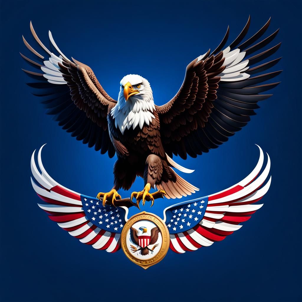 Patriotic Eagle Logo: Detailed Matte Painting
