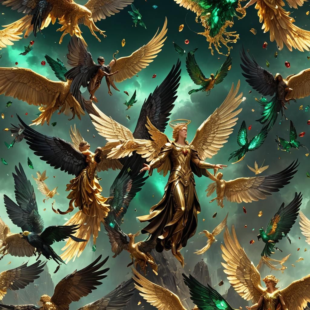 Radiant Angel Lucifer with Gem-Encrusted Wings