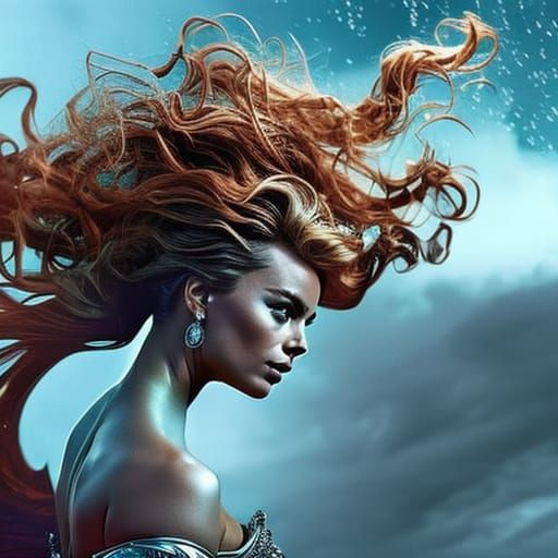 Detailed Portrait with Elaborate Hair, Digital Art