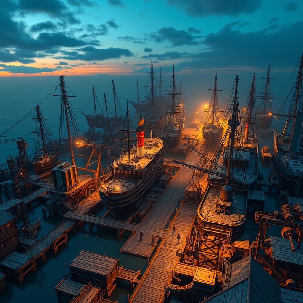 Shipyard at Dusk: A Labyrinthine World of Wonder