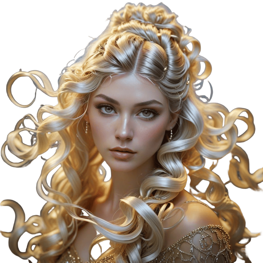 Elegant, Shimmering Satin Hair in Cinematic Photorealistic S...