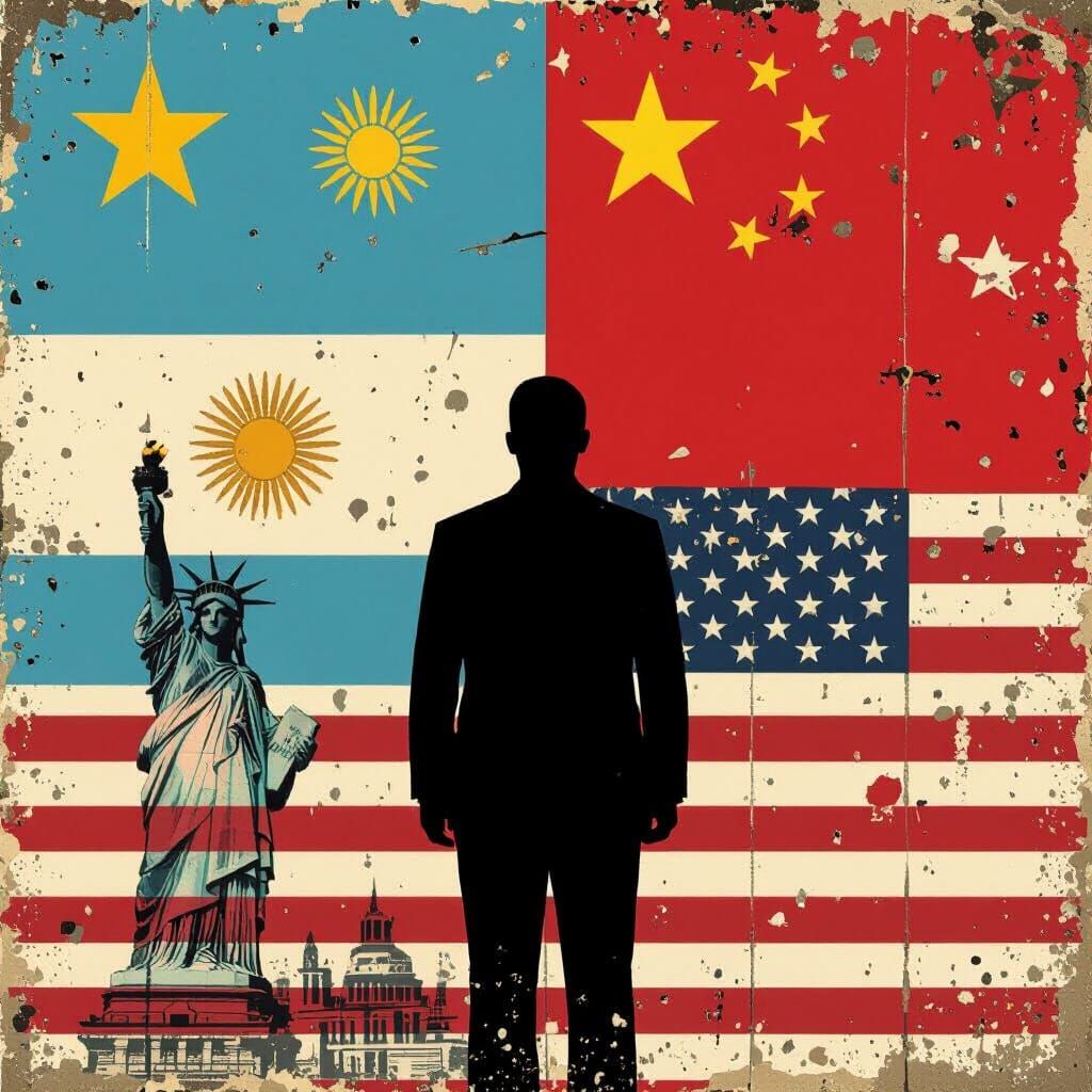 Political Collage with Flags in Street Art Style