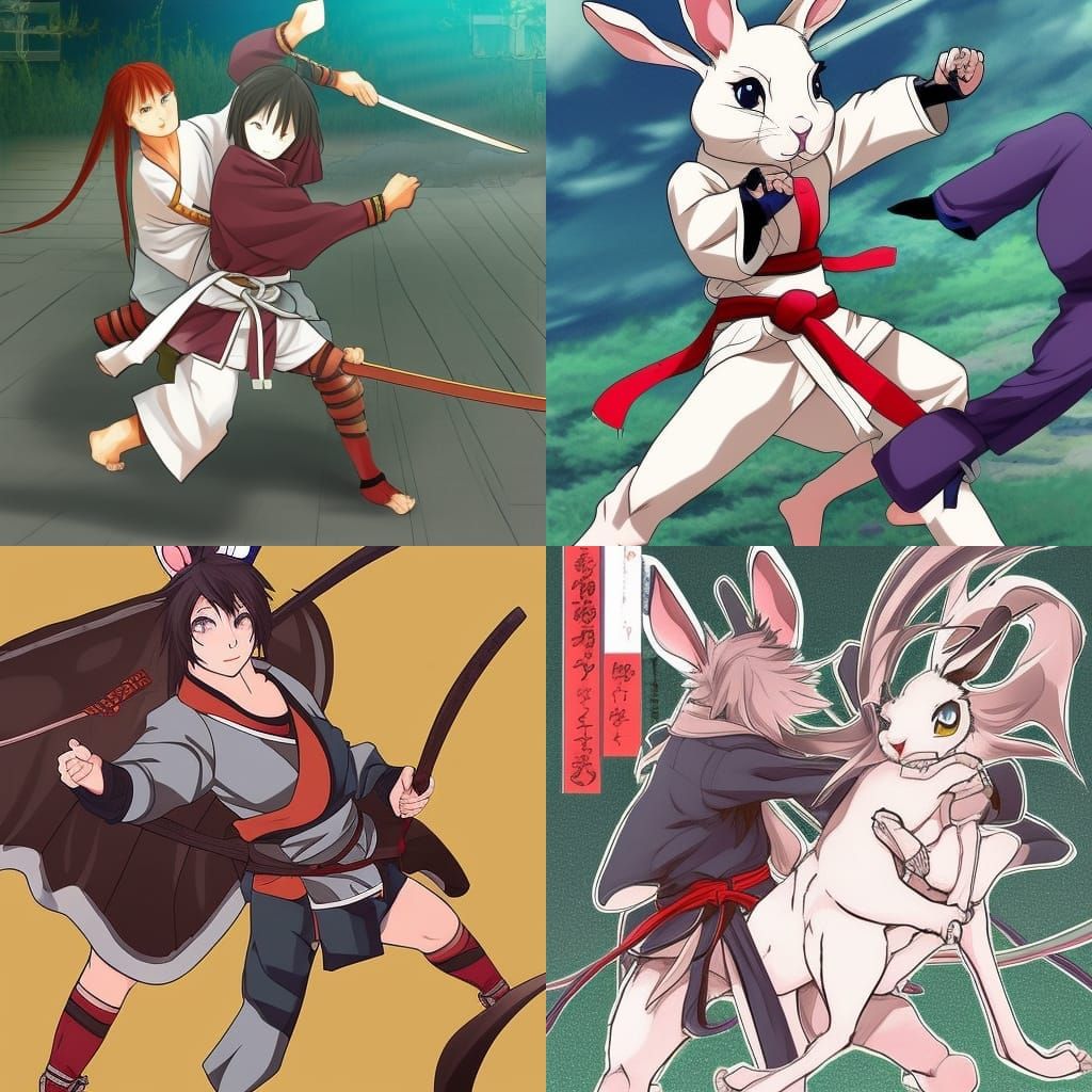 Anime Rabbit Samurai Ready for Battle