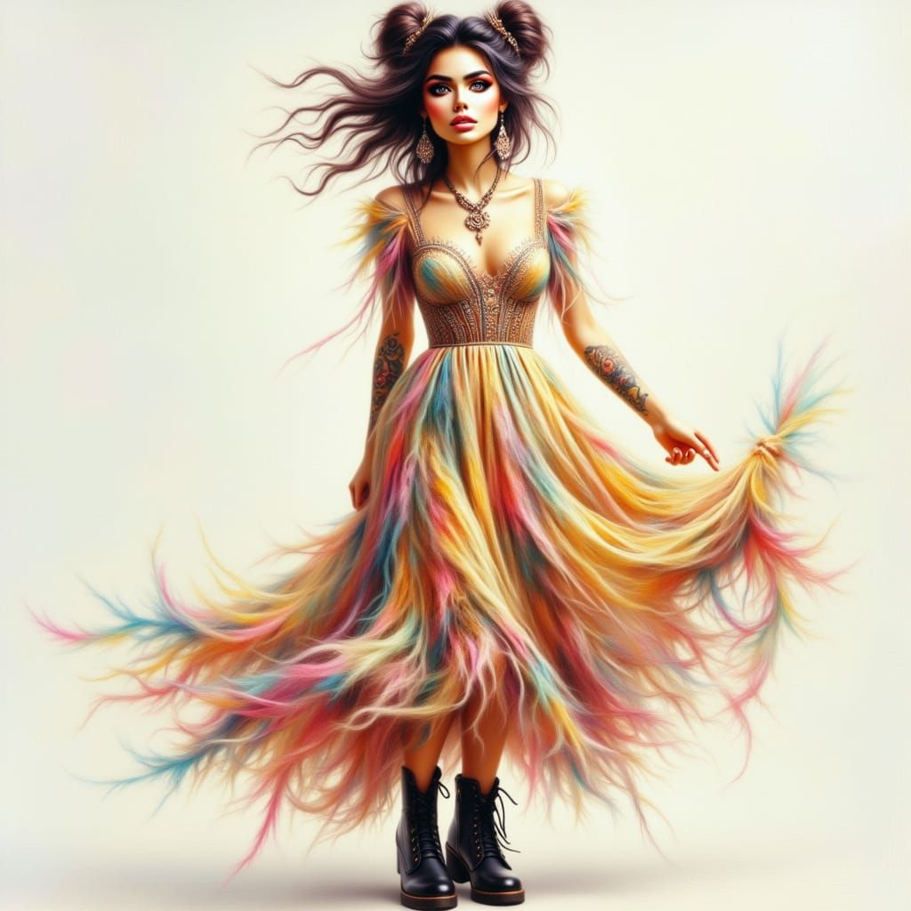 Beautiful Bohemian Woman in Spring Dress