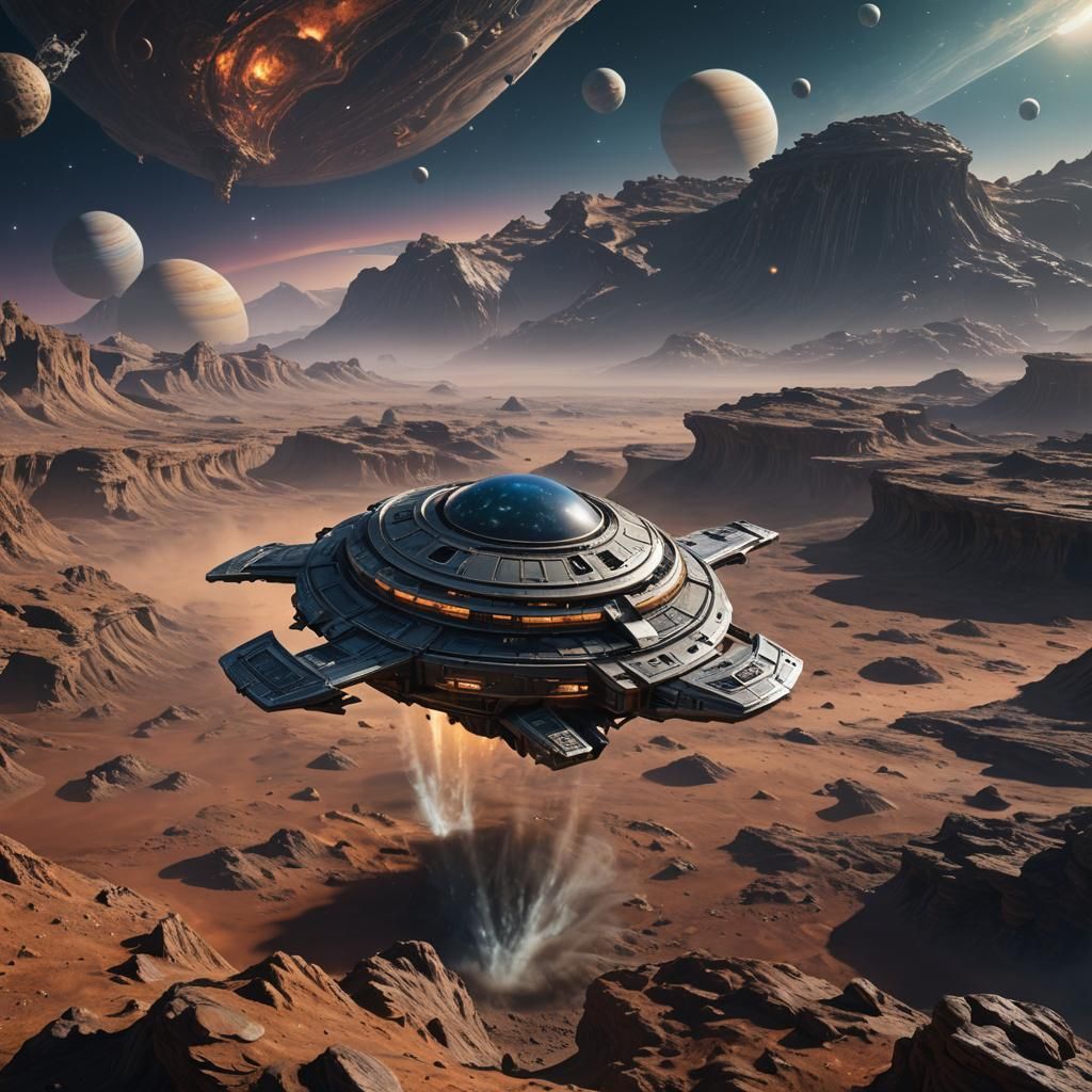 Alien Spacecraft on Jupiter: Detailed Matte Painting