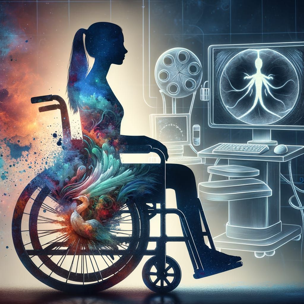 Dual Exposure Art: Woman in Wheelchair