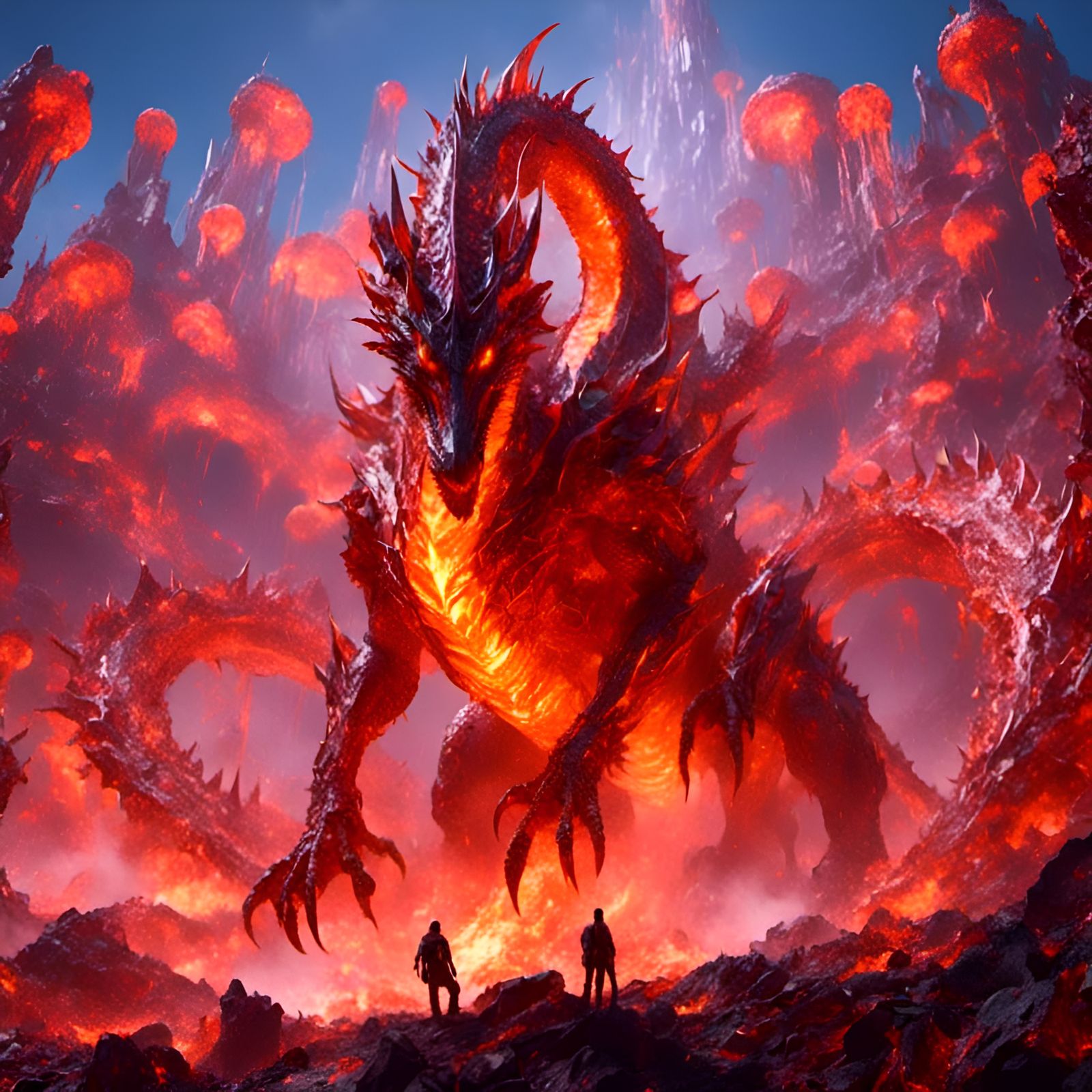 Terrifying Lava Dragon in Hyperrealistic Style