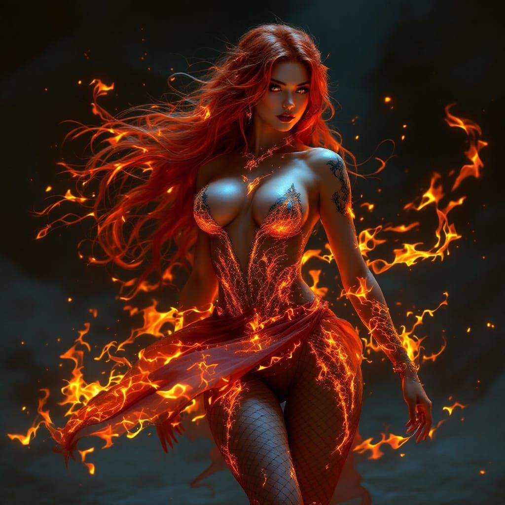 Ethereal Fire Elf in Mystical Stance