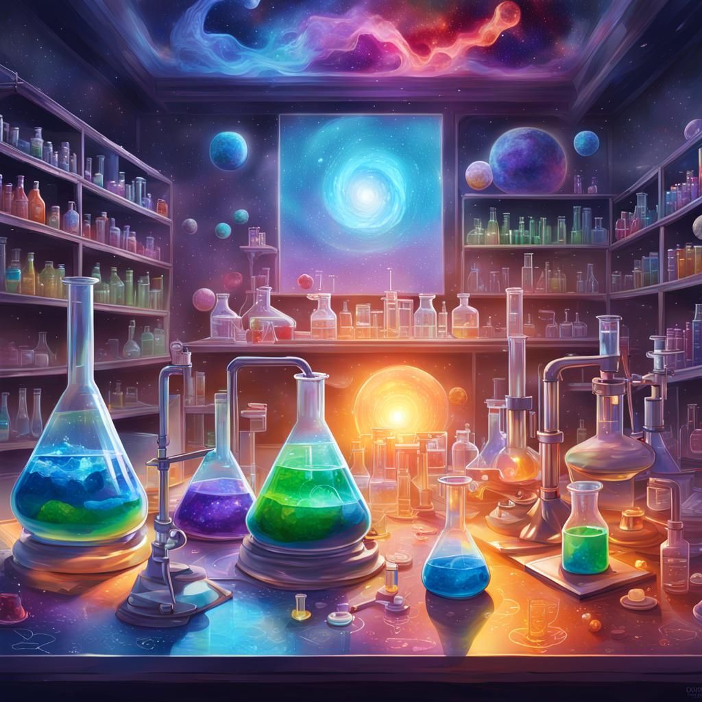 Science Classroom with Bunsen Burners in Cosmic Style