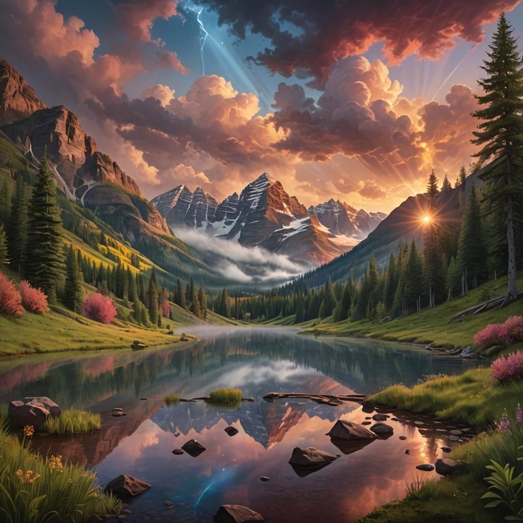 Maroon Bells Colorado Fantasy Landscape: Trending Concept Ar...