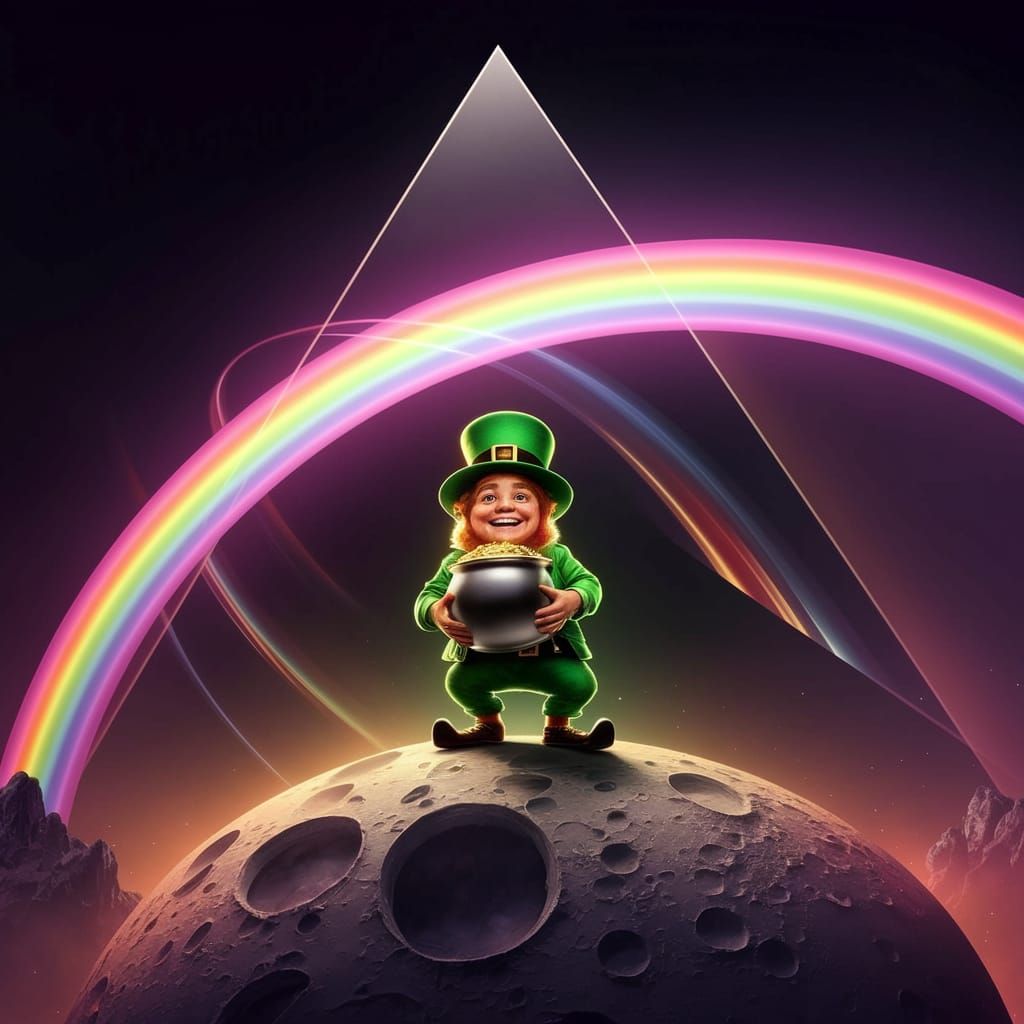 Vibrant Leprechaun Triumphs at Lunar Rainbow's End