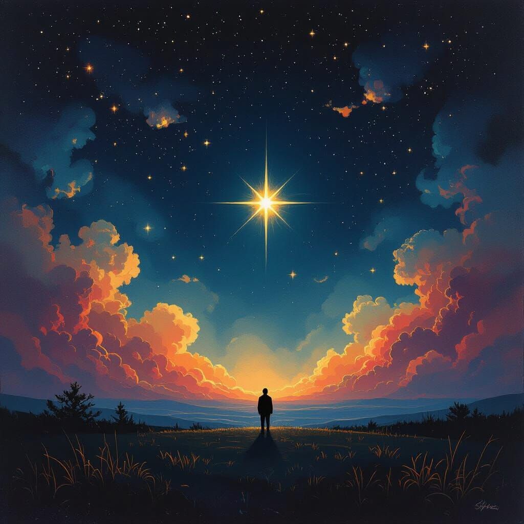 Lone Star in Cosmic Nebula, Rothko & Peter Max Inspired