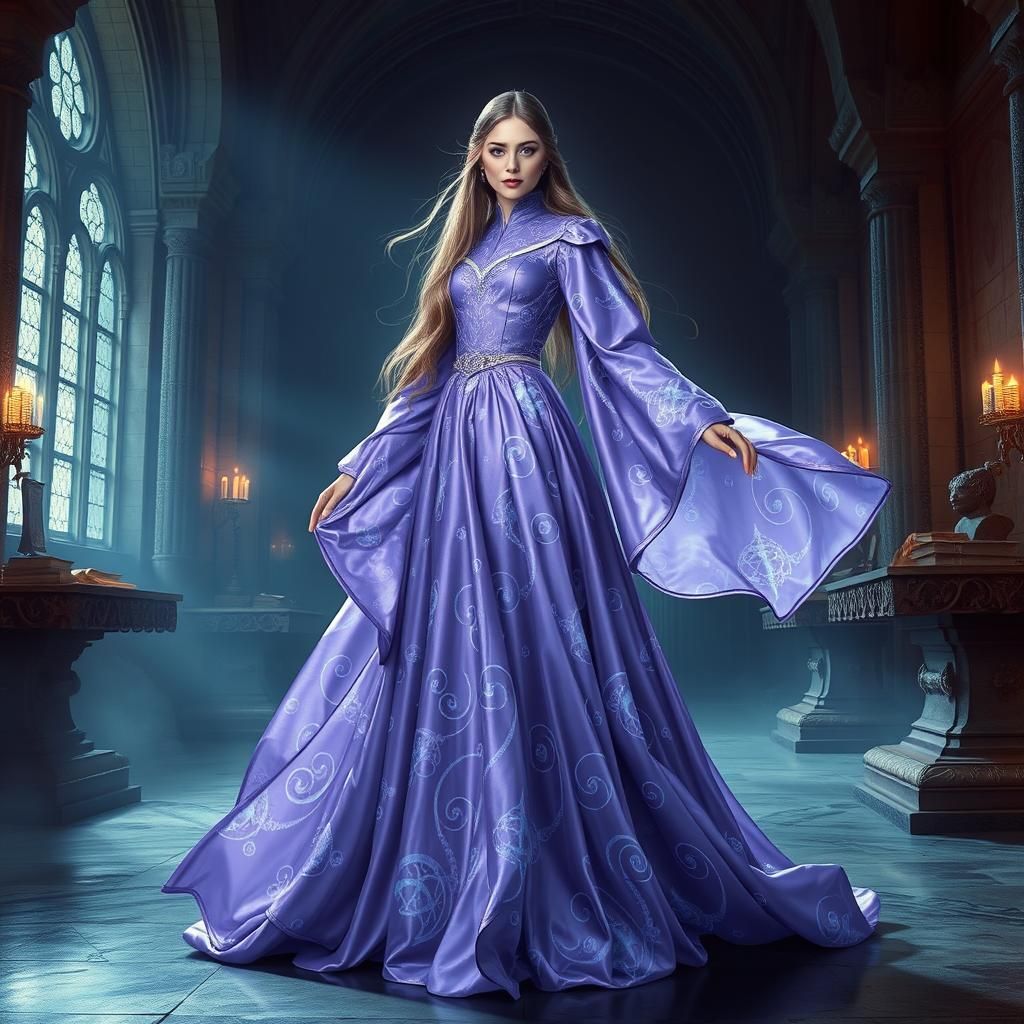 Mystical Bishop in Violet Gown, Fantasy Art