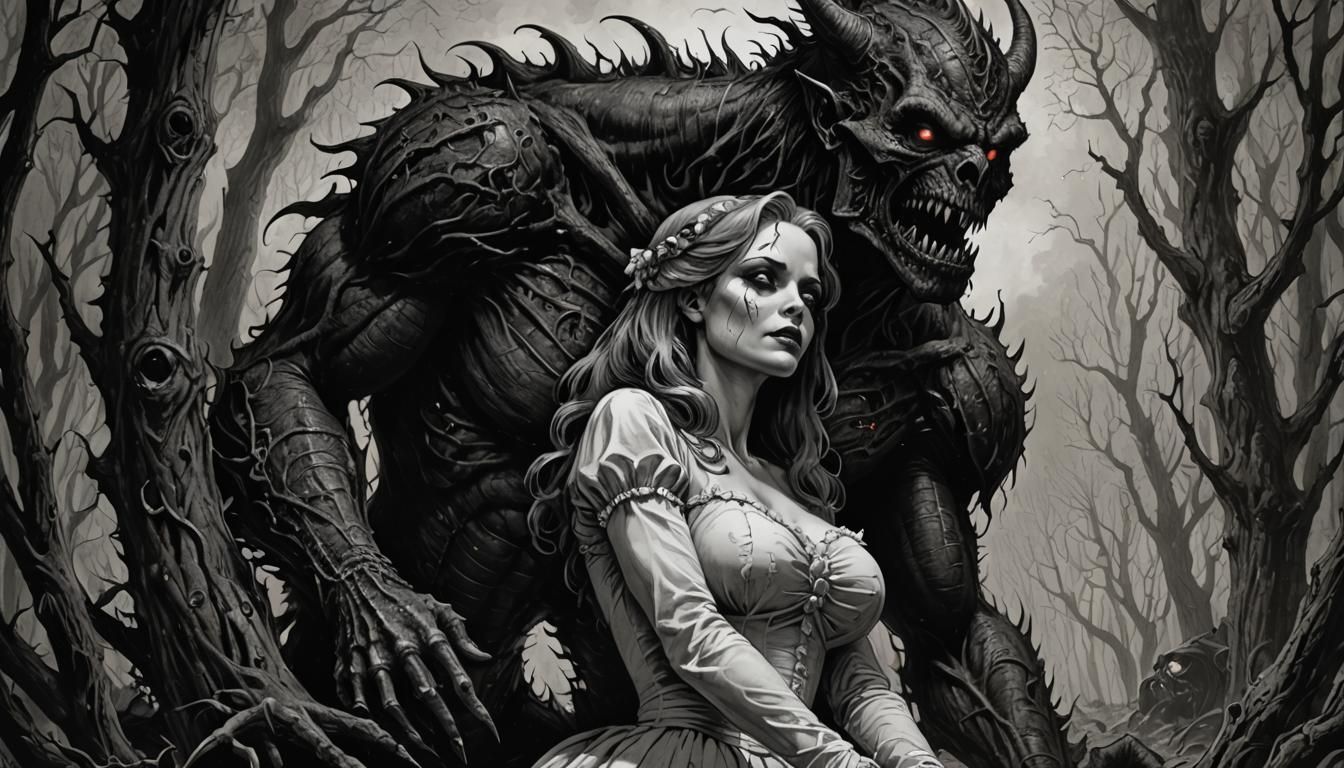 Monster Couple Pinup Horror Art