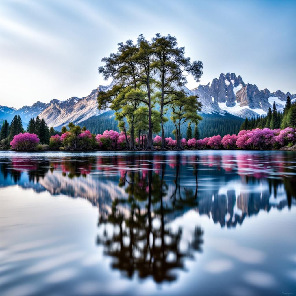 Mountain Lake: Hyperrealistic National Park Image