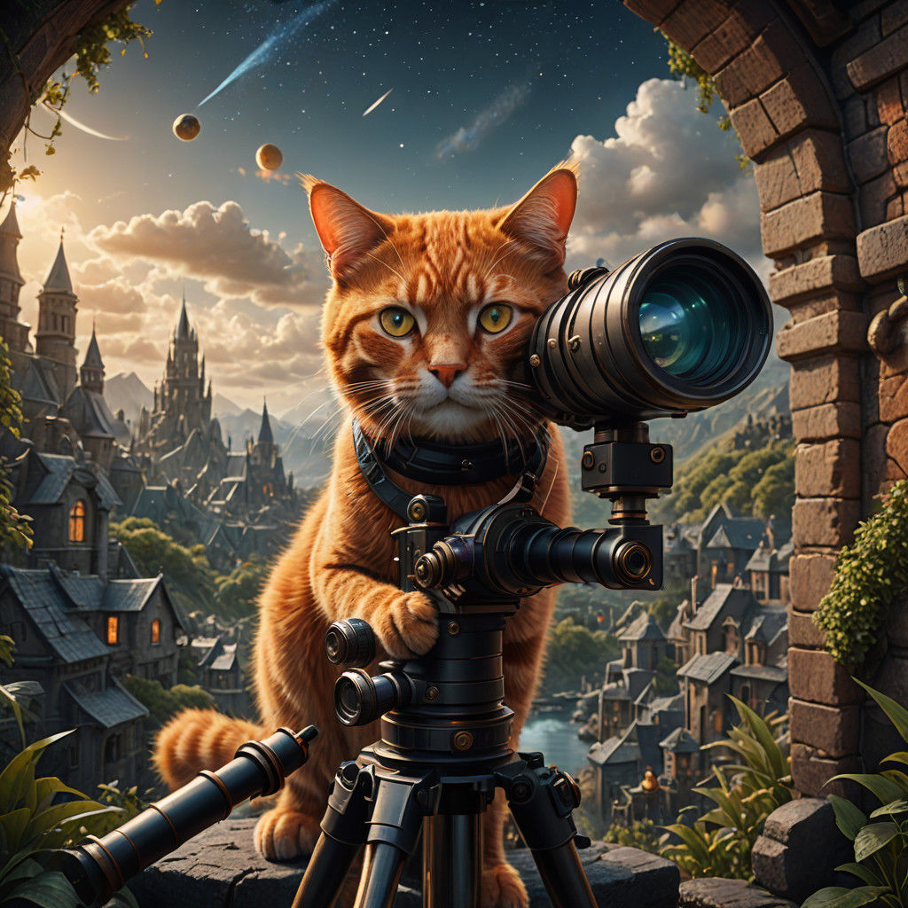 Whimsical Feline Astronomer Seeks Celestial Justice