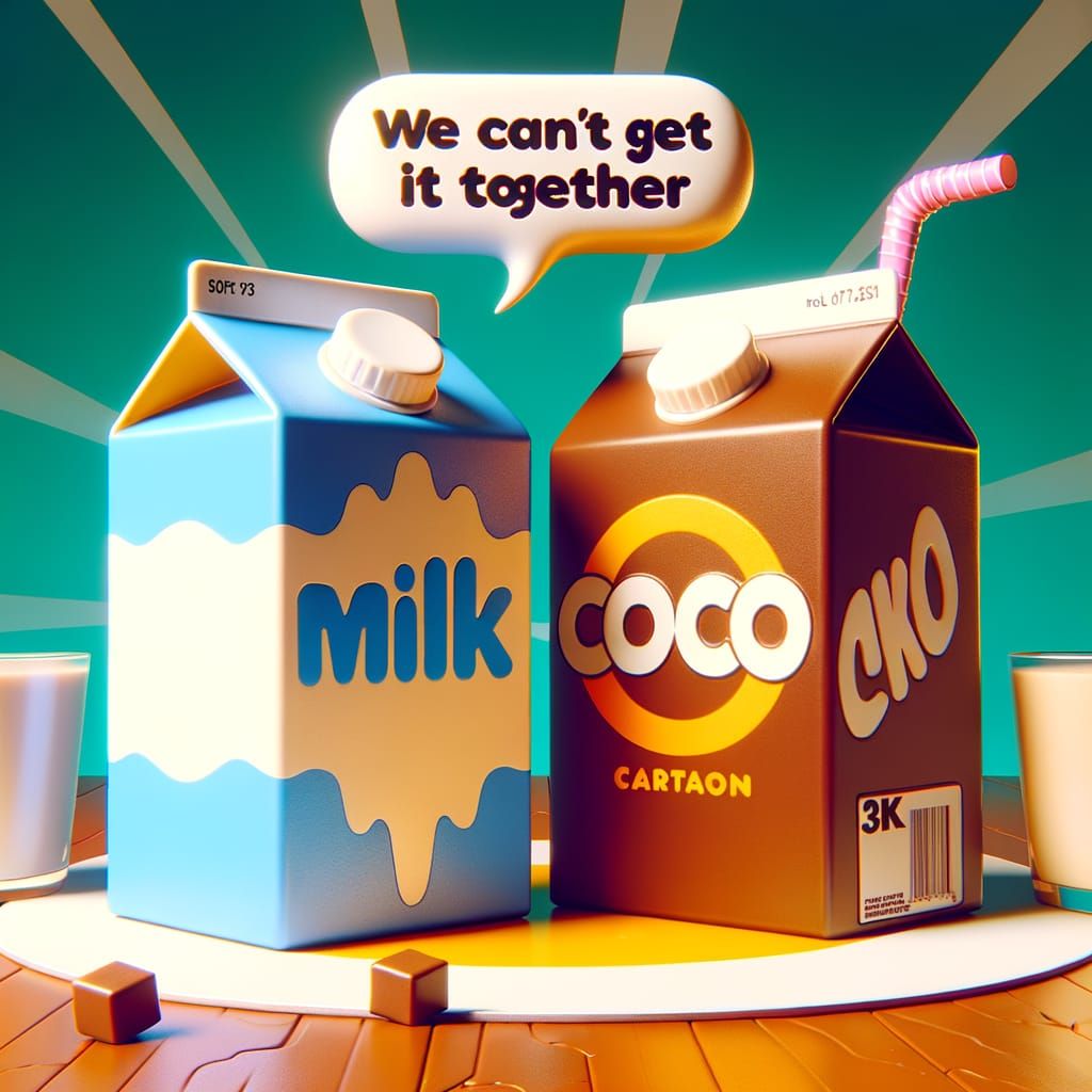 Whimsical Milk and Cocoa Carton 3D Digital Art